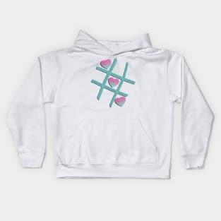 Cute School Shirt for Girls, Women Tic Tac Toe Love Game Teal, Pink Heart Gift Kids Hoodie